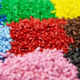 Multi colored plastic polymer granules
