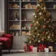 A decorated christmas tree in a living room, AI
