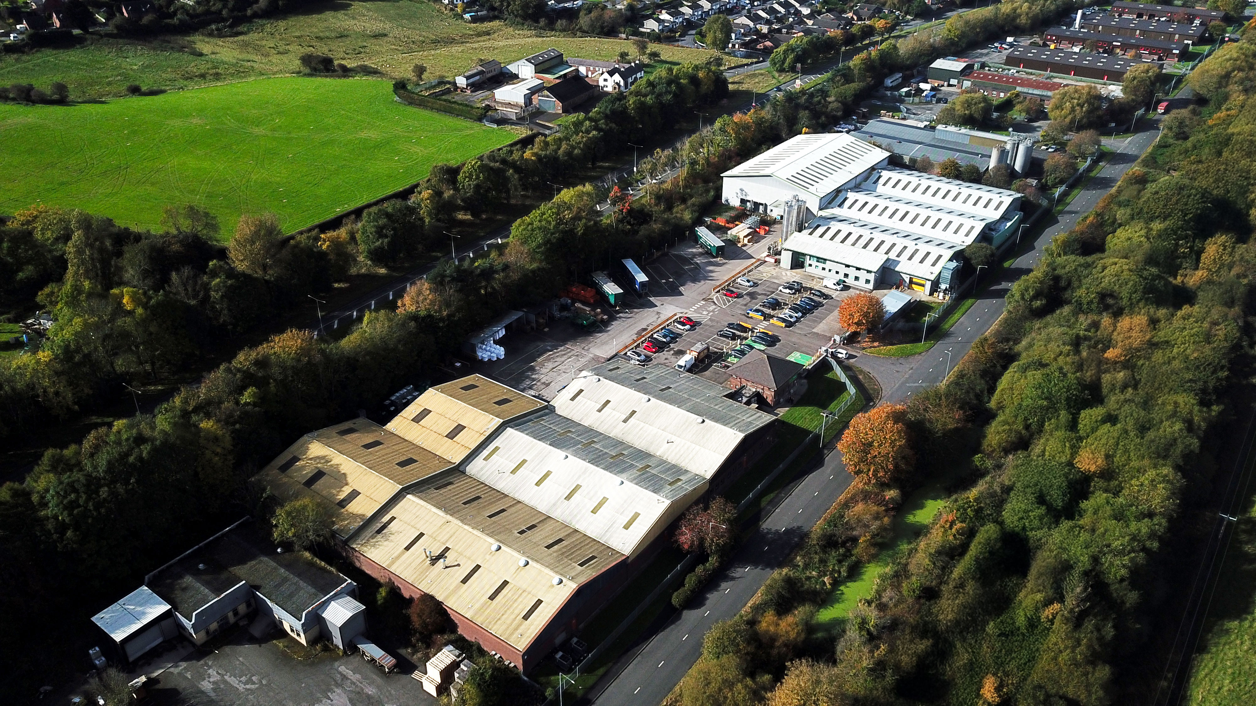 plastic extrusion UK Aerial view of Goodfish Flint extrusion site in North Wales